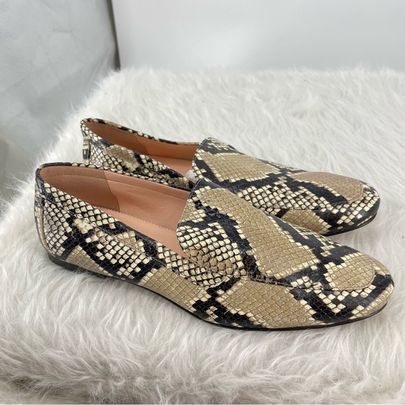J CREW CECILE SNAKE EMBOSSED LEATHER LOAFERS Sz 9 aq137
